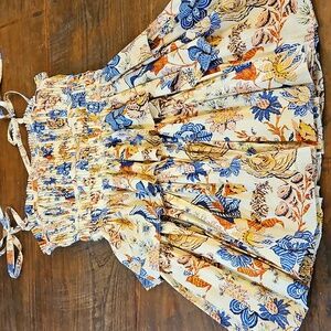 Ulla Johnson Blue and Orange Floral Dress